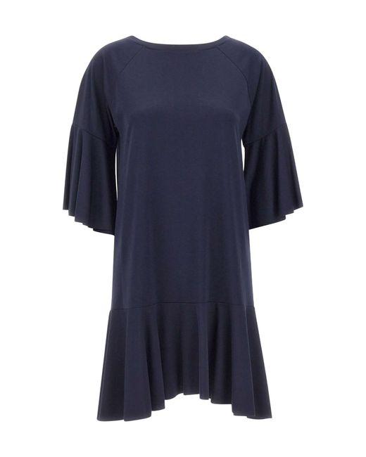 Kaos Blue Ruffled Raglan Sleeve Dress