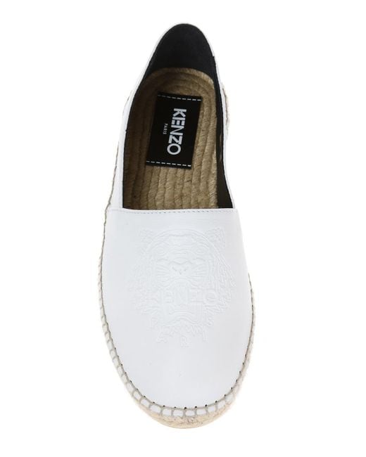 KENZO White Tiger Head Pattern Straw Woven Business Casual Shoes for men
