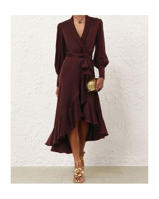 Zimmermann Red Wrap Midi Dress