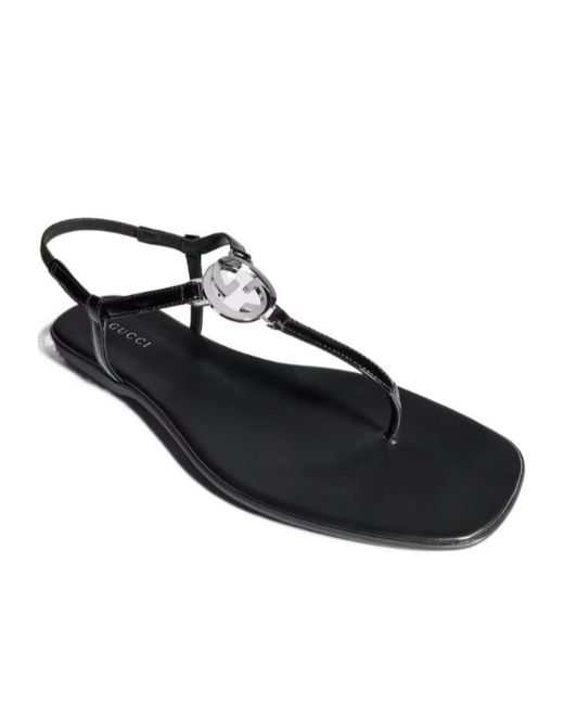 Gucci Brown Interlocking G Thong Sandals