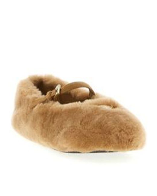Prada Brown Round-Toe Ballerinas