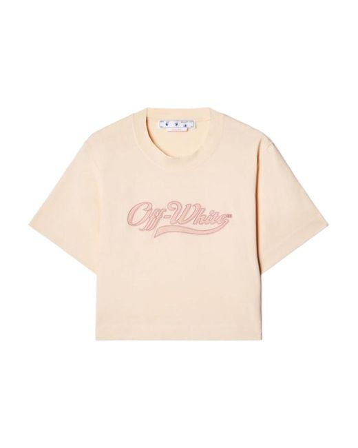 Off-White c/o Virgil Abloh Natural Crewneck Cropped T-Shirt