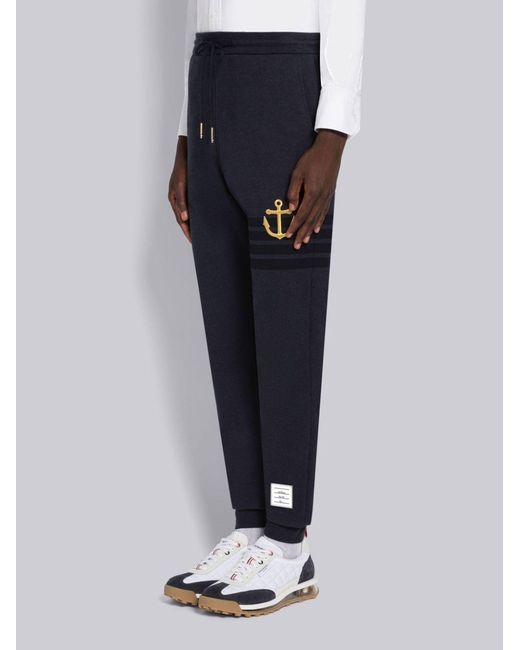 Thom Browne Blue Anchor Embroidered Trackpants for men