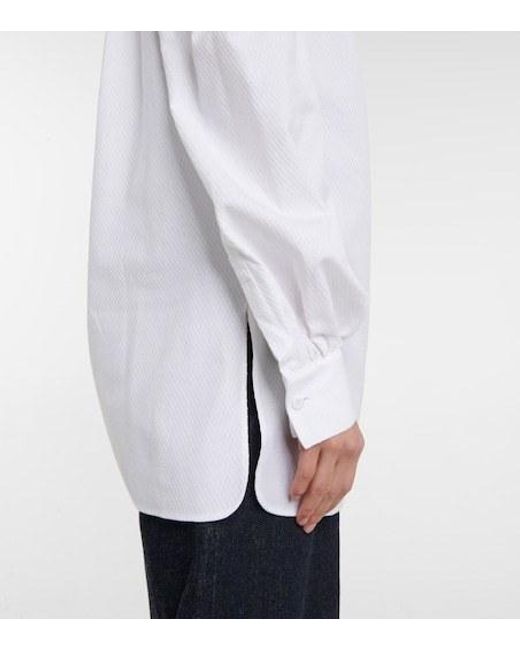 Gabriela Hearst White Augustin Lace-Trimmed Blouse
