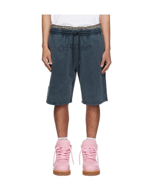 Off-White c/o Virgil Abloh Blue Drawstring Elastic-Waist Shorts for men