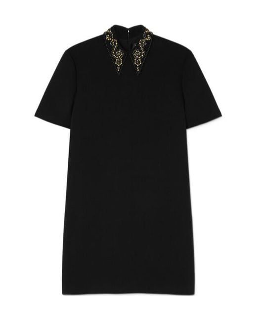 Versace Black Dress With Appliqués On The Collar