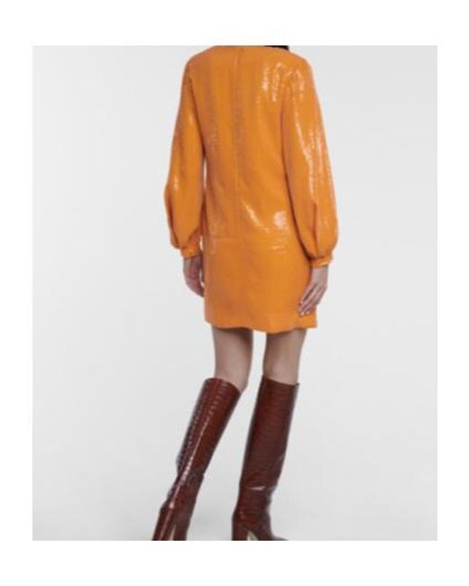 Halpern Orange Sequined Minidress