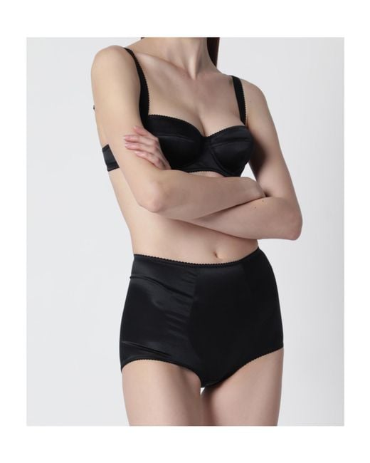 Dolce & Gabbana Black Satin-Finish High-Waisted Briefs
