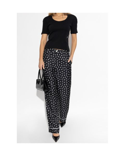Moschino Black Printed Satin Trousers