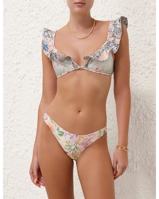 Zimmermann Natural Floral Printed Bikini Top