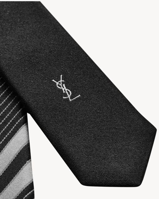 Saint Laurent White Striped Tie for men