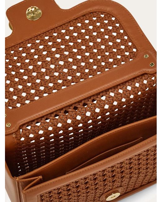 Ferragamo Brown Double Gancini North-South Crossbody Bag (Xs)