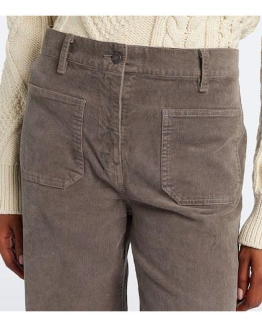 Nili Lotan Gray Florence Corduroy Wide-Leg Pants