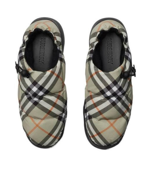 Burberry Multicolor Check Pattern Drawstring Pillow Mules for men
