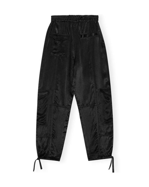 Ganni Black Loose Fit Cargo Trousers