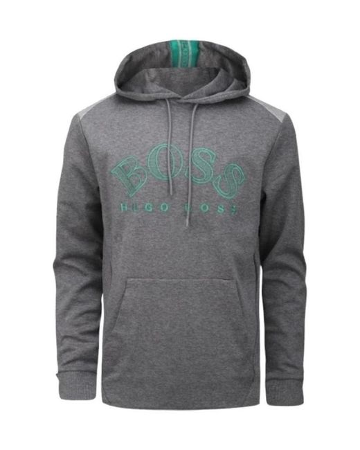 Boss Gray Logo Hooded Sweater for men