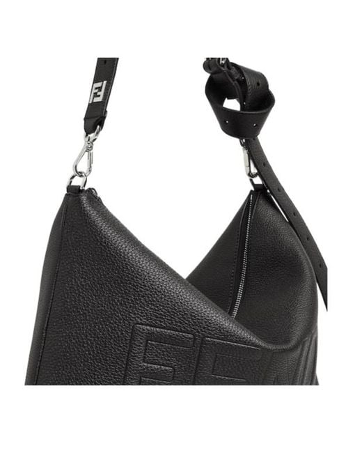 Fendi Black Roma Logo Embossed Tote Bag for men