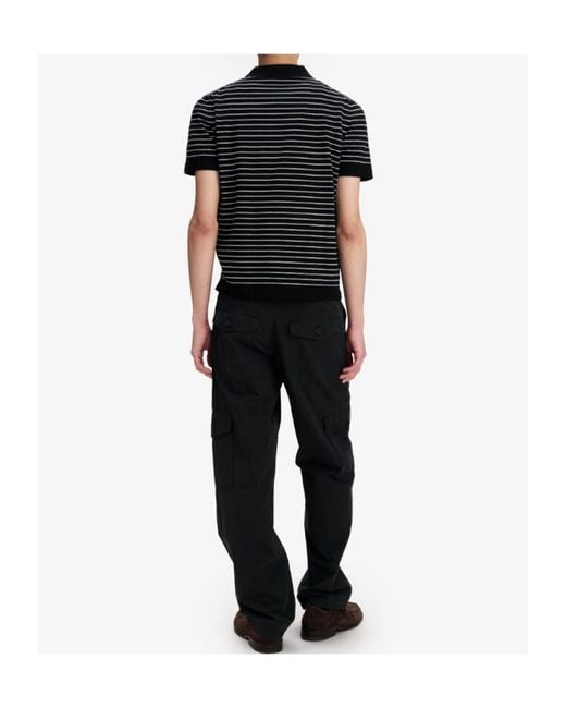 A.P.C. Black Fitted Striped Polo for men