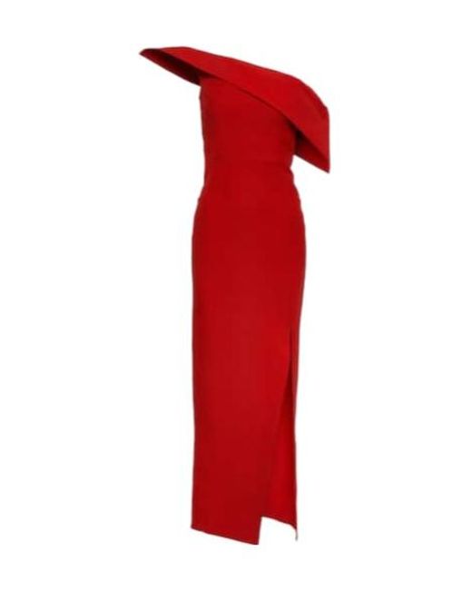 Roland Mouret Red Asymmetric Wool And Silk Gown
