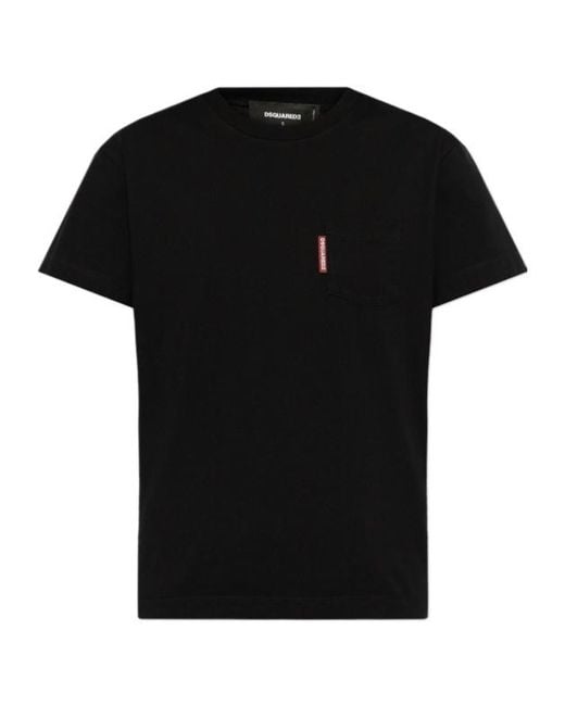 DSquared² Black Chest Pocket Crewneck T-Shirt