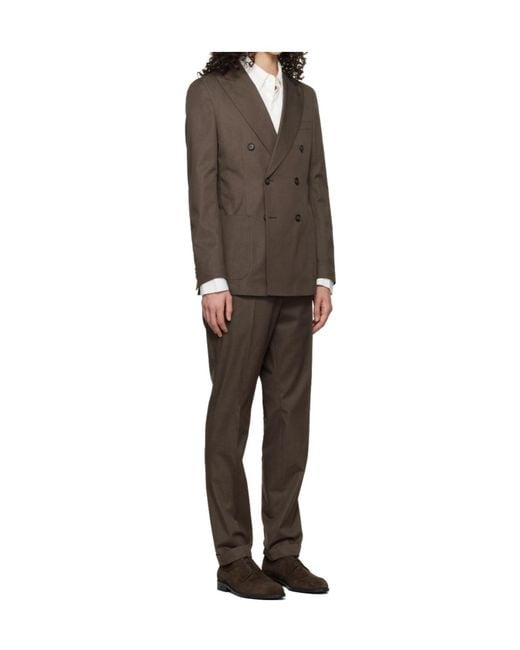 Boss Brown Double-Breasted Suit for men