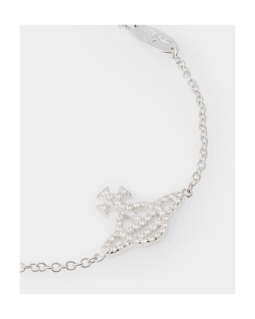 Vivienne Westwood White Embellished Orb-Plaque Bracelet