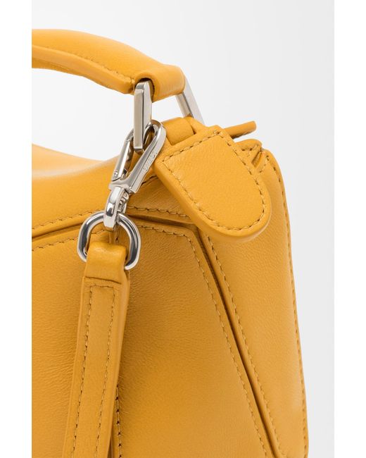 Loewe Yellow Mini Featherlight Puzzle Leather Tote Bag