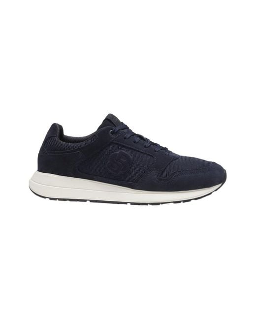 Boss Blue Embossed Running Sneakers for men