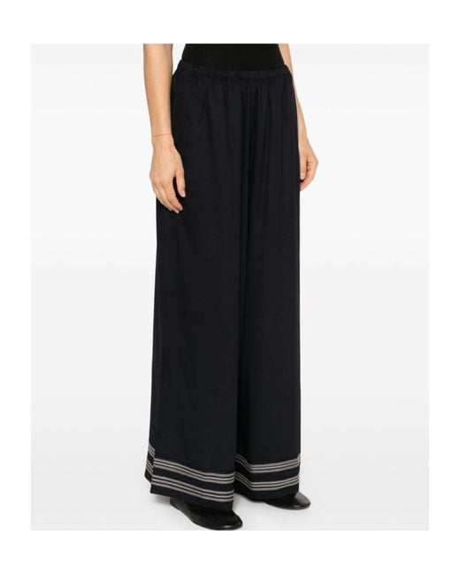 Bode Black Elastic Waist Wide-Leg Casual Pants