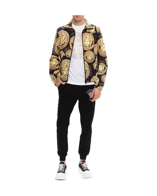 Versace White Embellished Crewneck T-Shirt for men