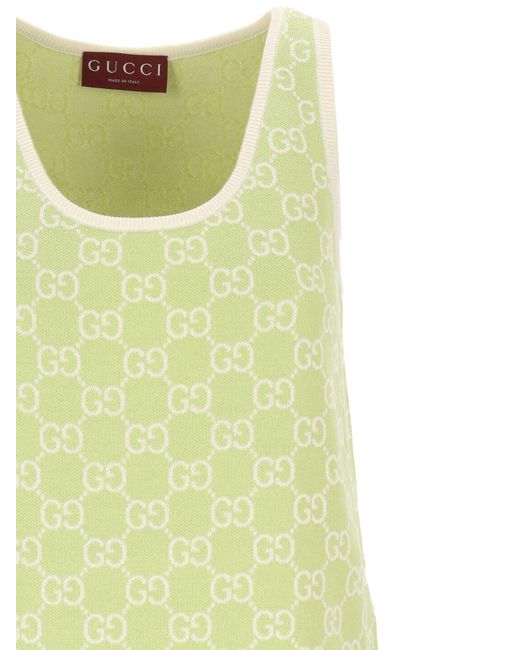 Gucci Green Monogrammed Intarsia Sleeveless Knit Dress