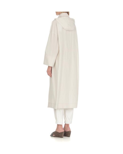 Brunello Cucinelli White Single-Breasted Straight Hem Coat