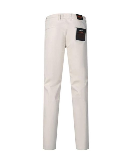 Boss White Slim-Fit Chino Trousers for men