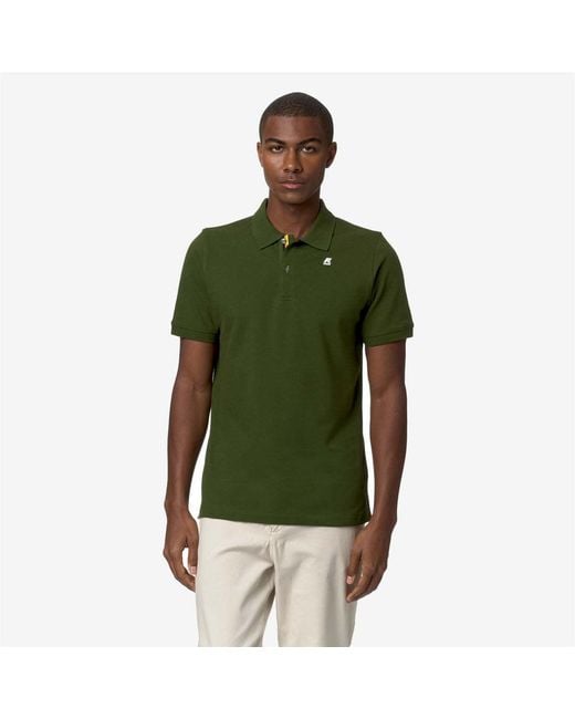 K-Way Green Two-Button Logo Polo Shirt for men