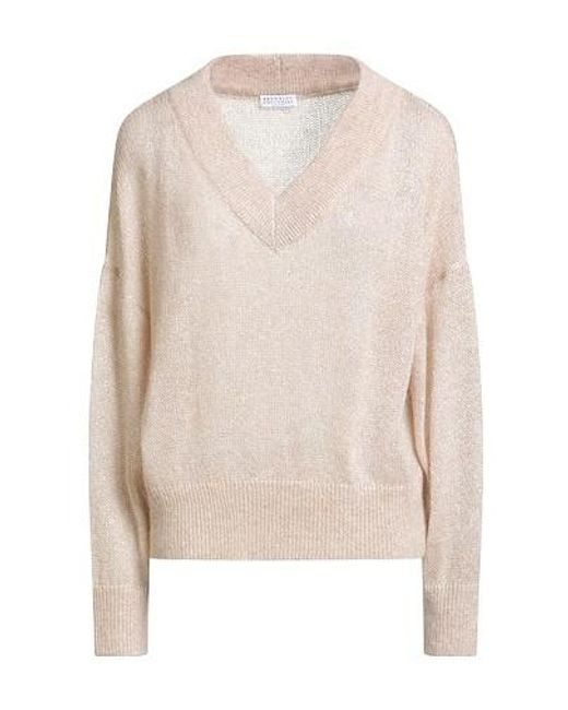 Brunello Cucinelli White Solid Lightweight Knit Sweater
