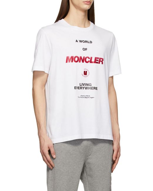 Moncler White Logo Print T-Shirt for men