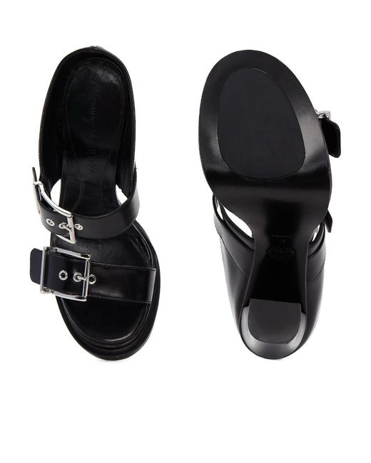McQueen Black Slip-On Platform Sandals