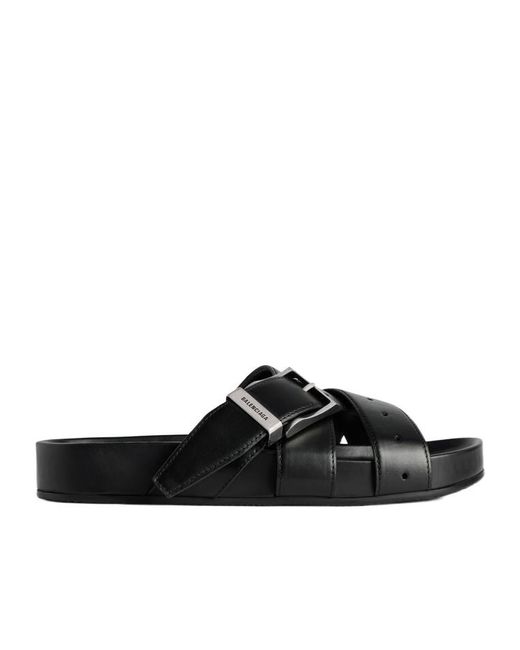 Balenciaga Black Belt Slide Sandals for men