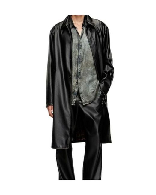 DIESEL Black J-Rivers Faux Leather Coat for men