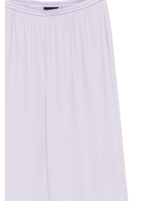 Emporio Armani White Elastic Waistband Wide-Leg Pants