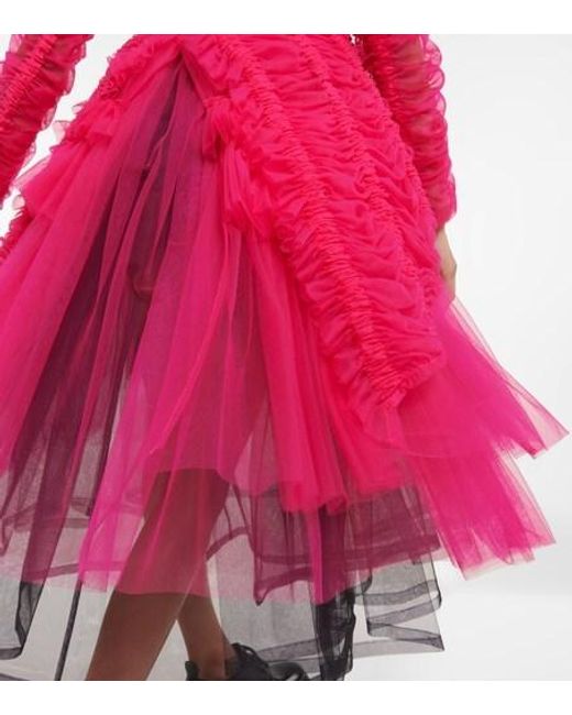 Comme des Garçons Pink Ruched Tulle Blazer Dress
