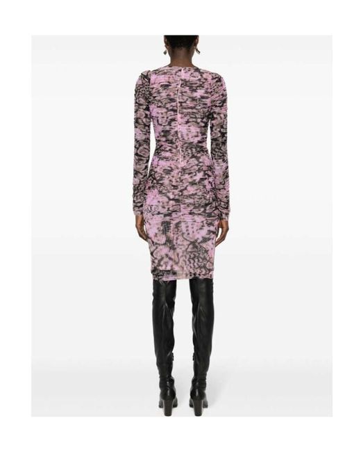 Pinko Multicolor Floral Printed Ruched Midi Dress