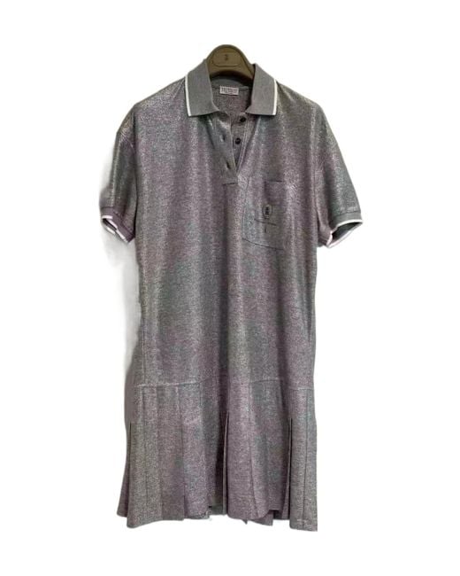 Brunello Cucinelli Gray Pleated Hem Dress