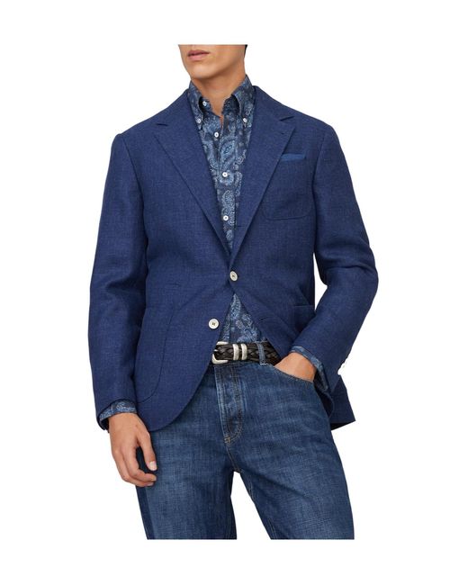 Brunello Cucinelli Blue Peak-Lapels Single-Breasted Blazer for men