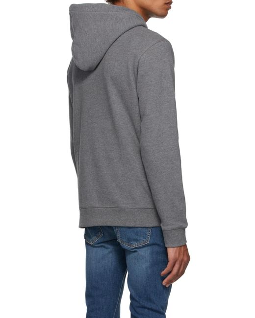 Boss Gray Logo-Print Cotton Hoodie for men