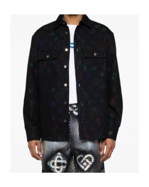 Casablanca Black Logo-Patterned Buttoned Shirt for men