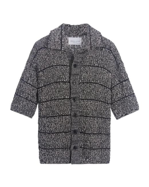 Roberto Collina Gray Mouline Short-Sleeve Cardigan for men