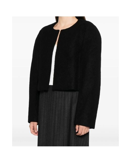 Low Classic Black Exaggerated-Shoulder Jacket