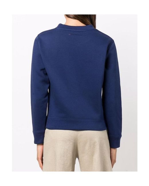 Emporio Armani Blue Signature Logo-Print Long-Sleeve Sweatshirt