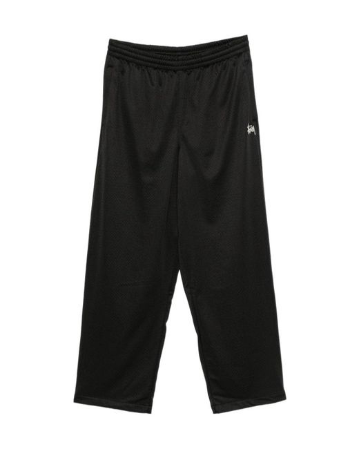 Stussy Black Elastic Waist Track Pants for men